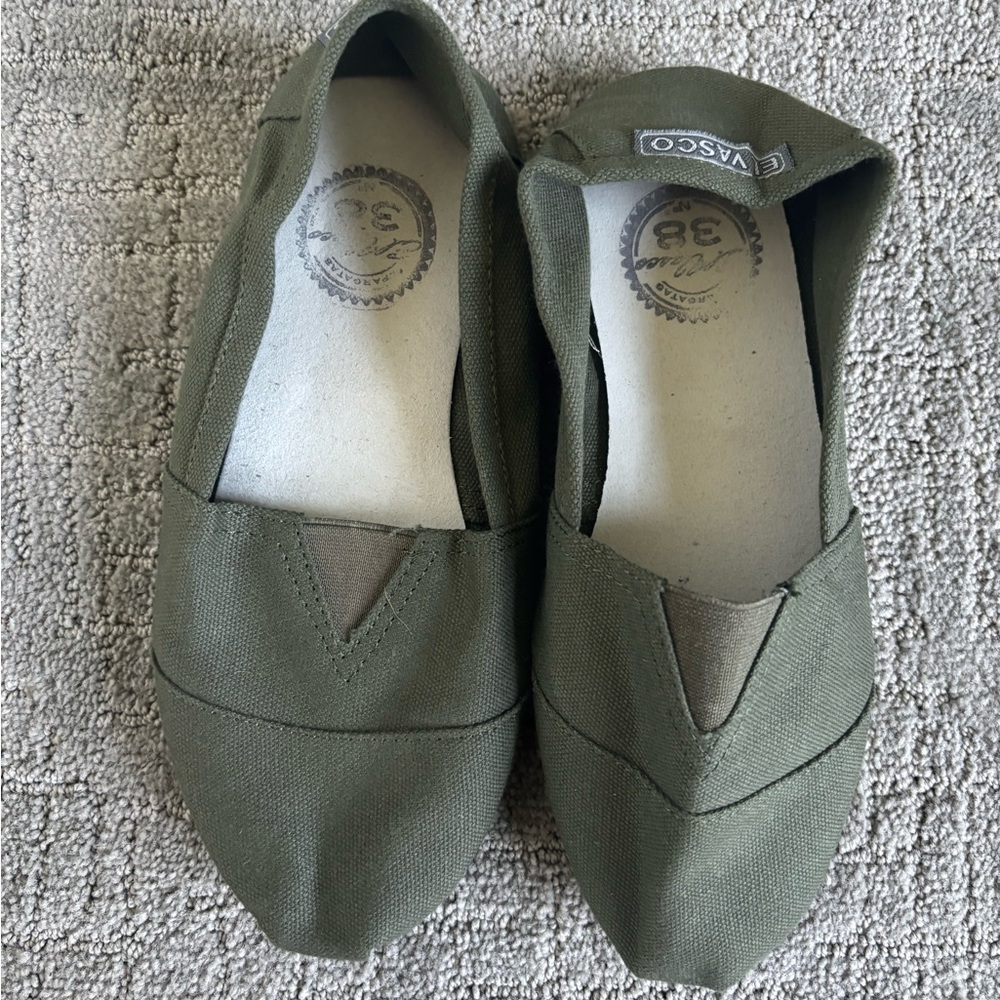 Green Canvas Flats